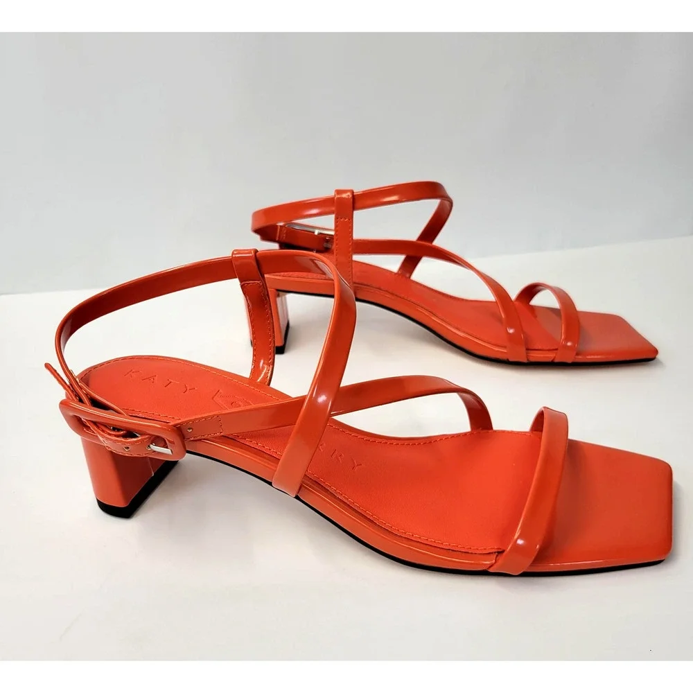 Katy Perry Sandal Wanderering hoes Womens Size 6.5M Flame Orange Strappy Vibrant